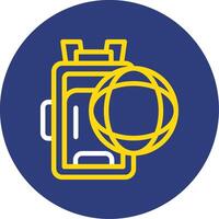 Globe with a backpack Dual Line Circle Icon vector