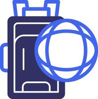 Globe with a backpack Solid Two Color Icon vector