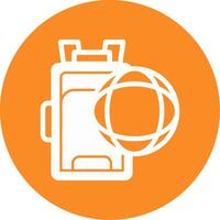 Globe with a backpack Glyph Circle Icon vector