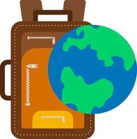 Globe with a backpack Flat Icon vector