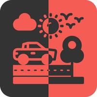 Road trip Red Inverse Icon vector