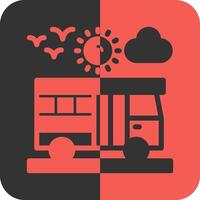 Bus Red Inverse Icon vector