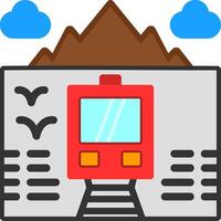 tren, plano, icono vector