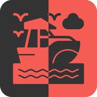 Boat Red Inverse Icon vector