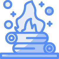 Campfire Line Filled Blue Icon vector