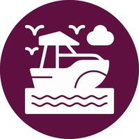 Boat Glyph Circle Icon vector