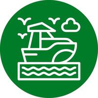 Boat Outline Circle Icon vector