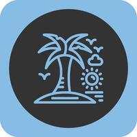 Palm tree Linear Round Icon vector