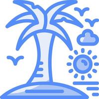 Palm tree Line Filled Blue Icon vector