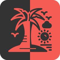 Palm tree Red Inverse Icon vector