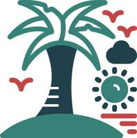 Palm tree Glyph Two Color Icon vector