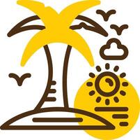 Palm tree Yellow Lieanr Circle Icon vector