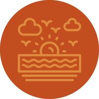 Sunset Line Multi color Icon vector