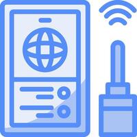 Internet signal Line Filled Blue Icon vector