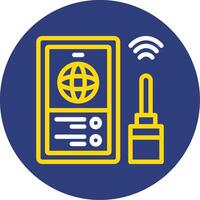 Internet signal Dual Line Circle Icon vector