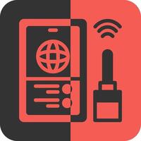 Internet signal Red Inverse Icon vector