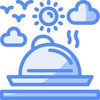 Local cuisine Line Filled Blue Icon vector