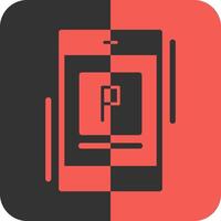 Parking app Line Red Inverse IconRed Inverse Icon vector