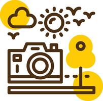 Travel vlog Yellow Lieanr Circle Icon vector