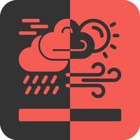 clima pronóstico rojo inverso icono vector