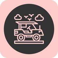 Adventure vehicle Linear Round Icon vector