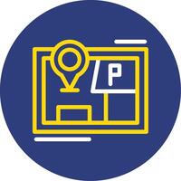 Parking map marker Dual Line Circle Icon vector