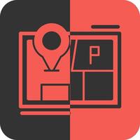 estacionamiento mapa marcador rojo inverso icono vector