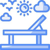 Beach chair Line Filled Blue Icon vector