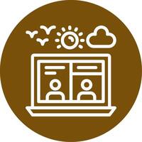 Virtual meeting Outline Circle Icon vector