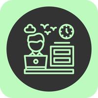 Remote office hours Linear Round Icon vector