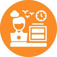 Remote office hours Glyph Circle Icon vector