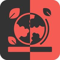 Earth globe Red Inverse Icon vector