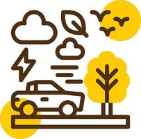 Electric car Yellow Lieanr Circle Icon vector