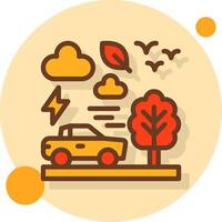 Electric car Filled Shadow Circle Icon vector