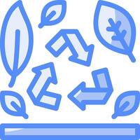 reciclaje símbolo línea lleno azul icono vector
