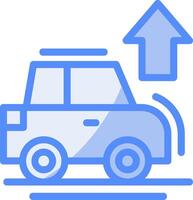 Car with up arrow Line Filled Blue Icon vector