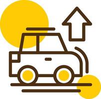 Car with up arrow Yellow Lieanr Circle Icon vector