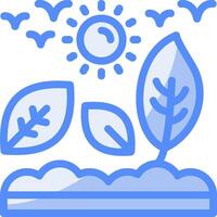 Leaf Line Filled Blue Icon vector