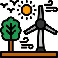 Wind turbine Line Filled Icon vector