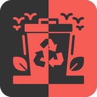 Recycling bin Red Inverse Icon vector