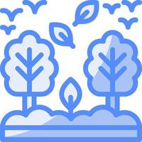 bosque línea lleno azul icono vector