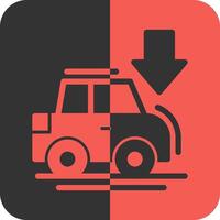 Car with down arrow Red Inverse Icon vector