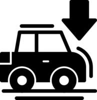 Car with down arrow Glyph Icon vector