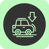 Car with down arrow Linear Round Icon vector