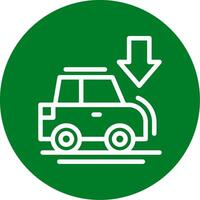 Car with down arrow Outline Circle Icon vector