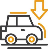 Car with down arrow Line Two Color Icon vector