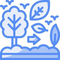 eco consciente línea lleno azul icono vector