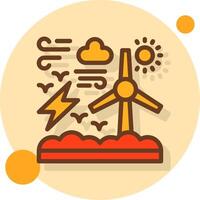 Wind energy Filled Shadow Circle Icon vector