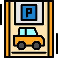 Car with blue parking Line Filled Icon vector