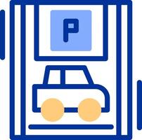 coche con azul estacionamiento color lleno icono vector